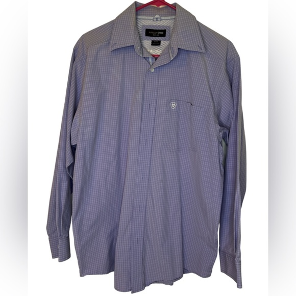 Ariat Pro Series Men’s Western Long Sleeve Shirt Purple/Periwinkle Medium‎